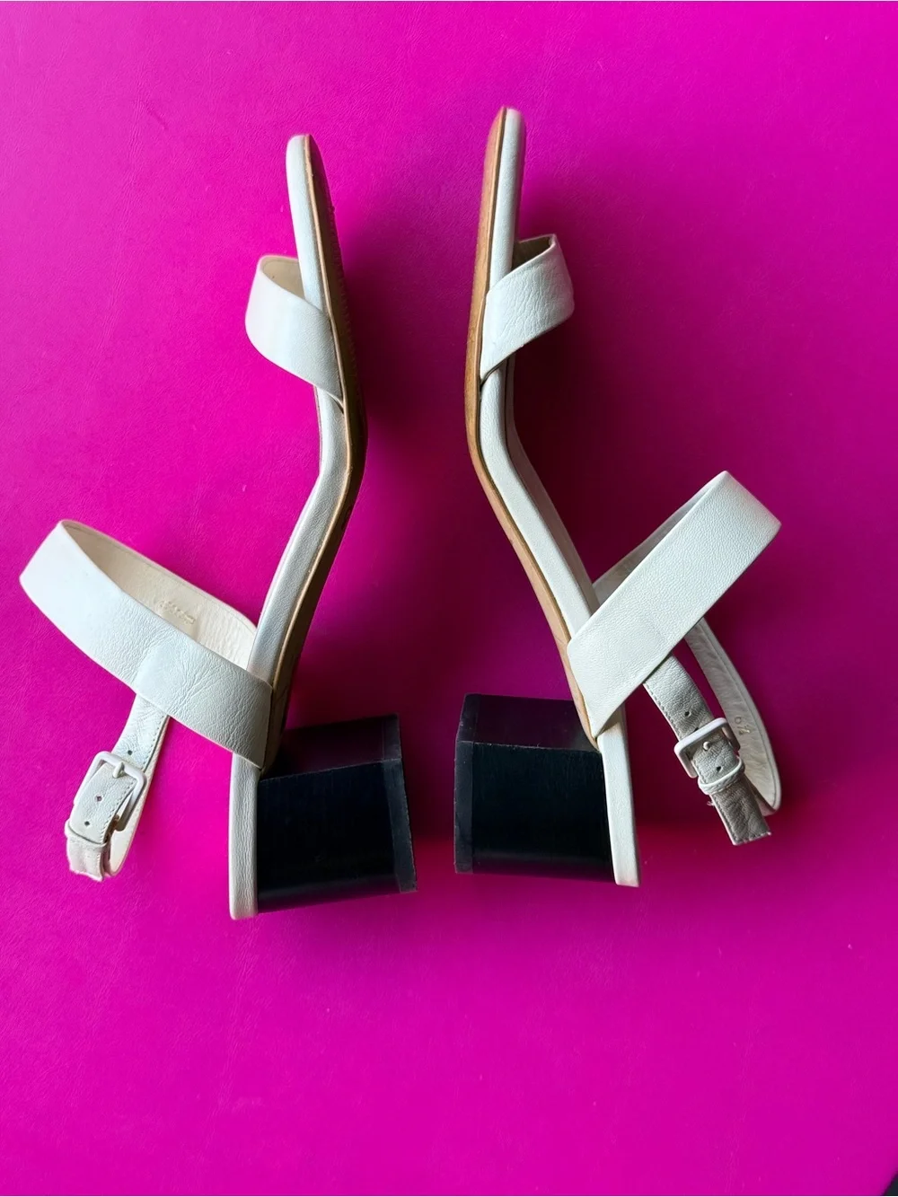 Everlane Double Strap Block Heel Sandal Size 6.5 Bone/Cream Leather Minimalist